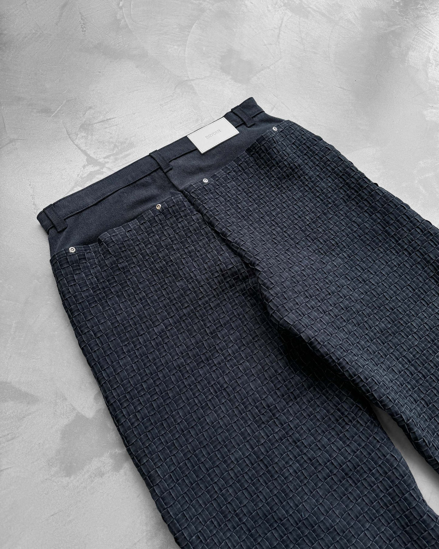 BRYDER Woven Denim Jean in Ash — close-up product view