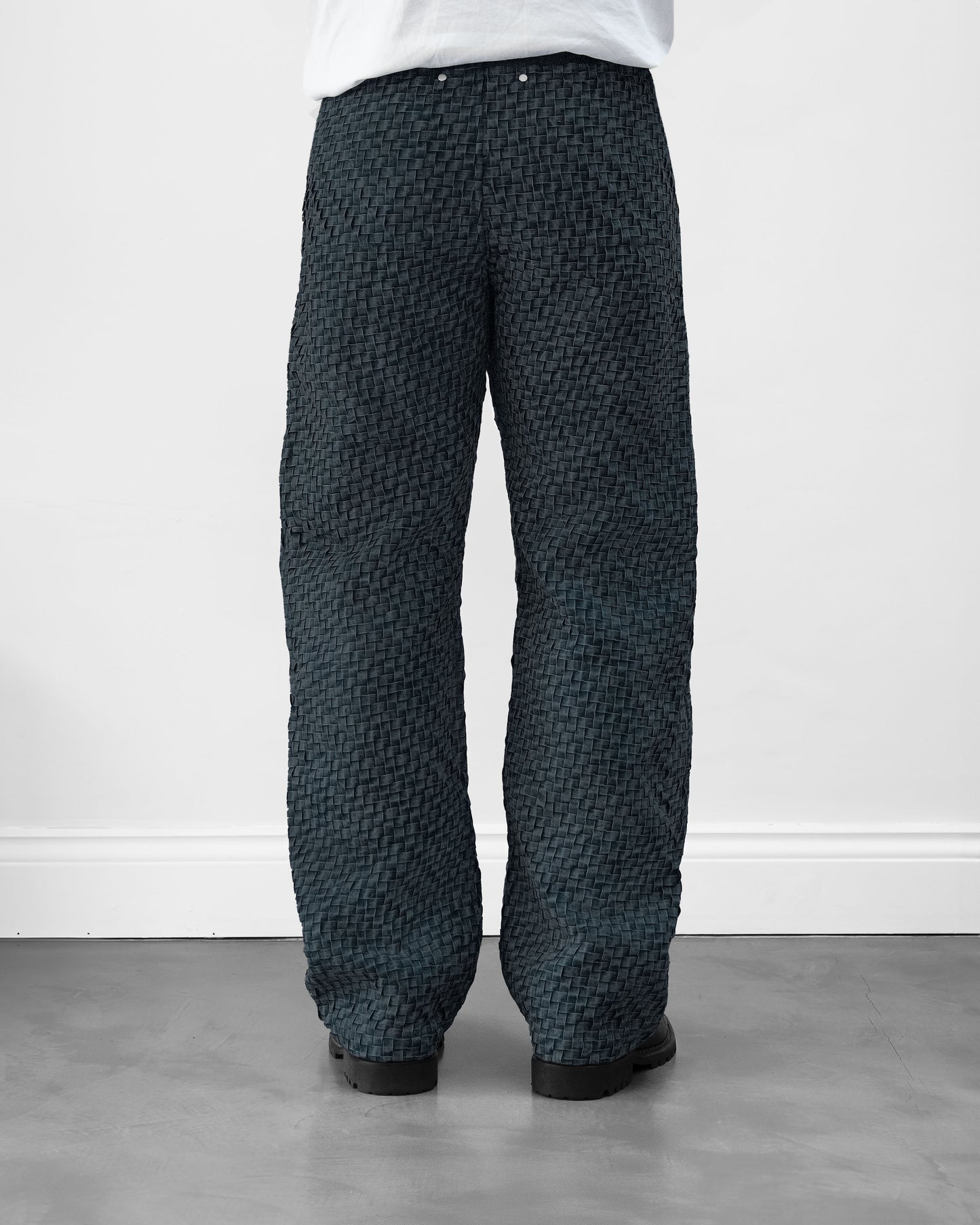BRYDER Woven Denim Jean in CARBON BLUE — back close-up product view