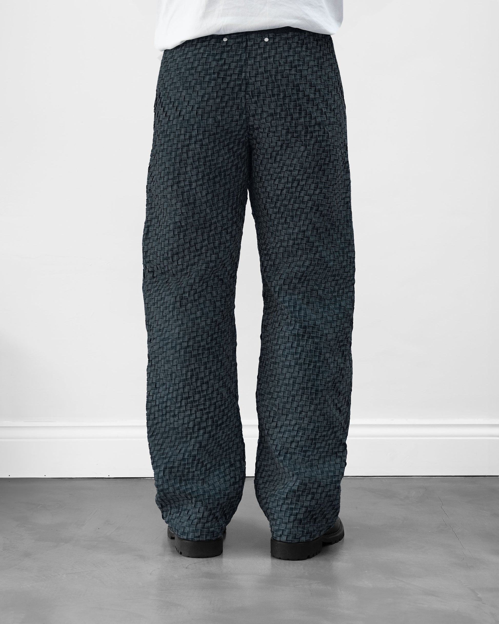 BRYDER Woven Denim Jean in CARBON BLUE — back close-up product view