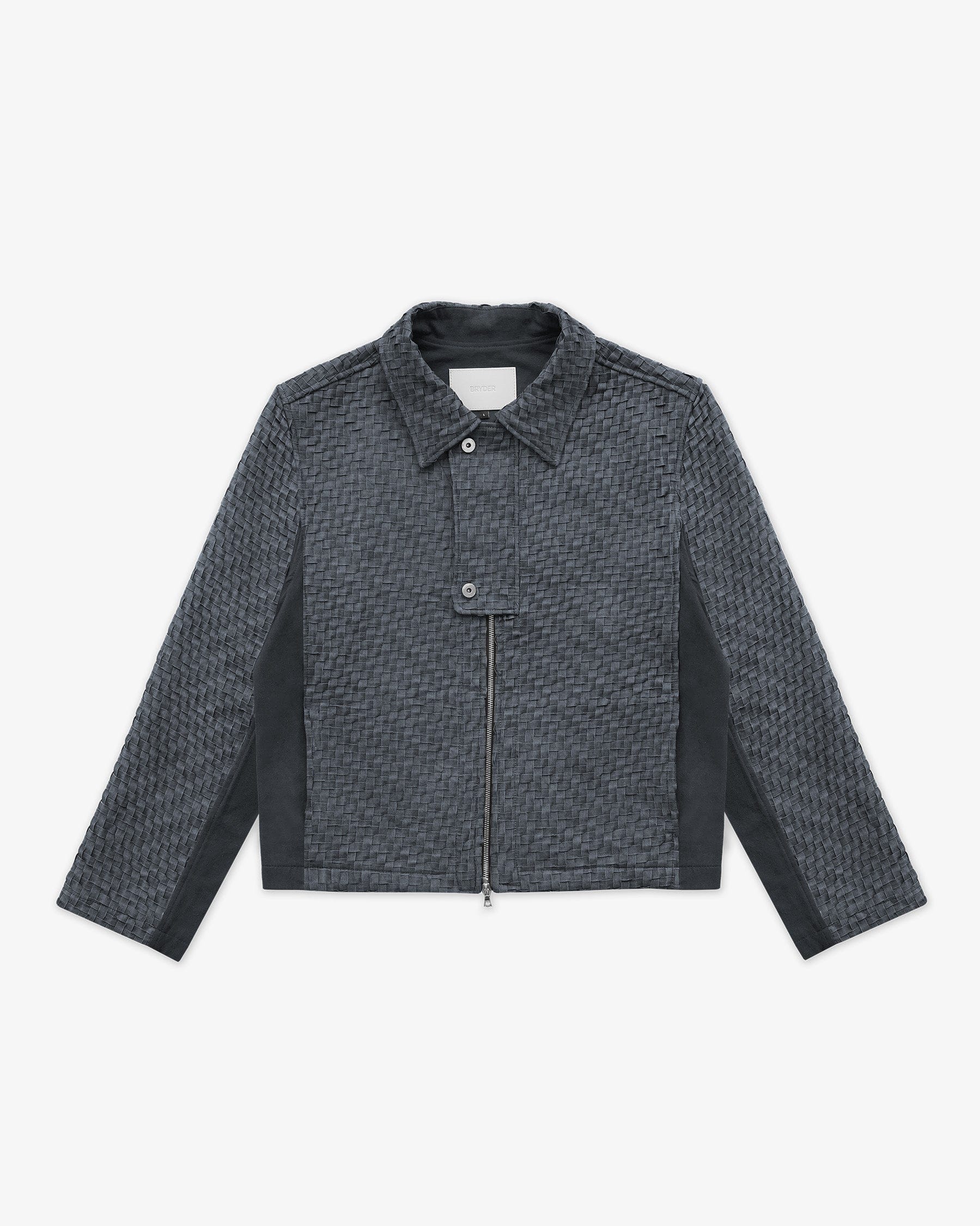 BRYDER Woven Work Jacket in Carbon Blue — front product view